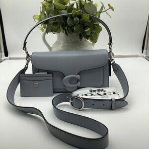 Coach Tabby 26 Blue/Grey Pebble Leather Shoulder/Crossbody & Card Holder